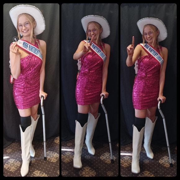 Hot Pink One Shoulder Sequin Homecoming Dress - Picture 2 of 3